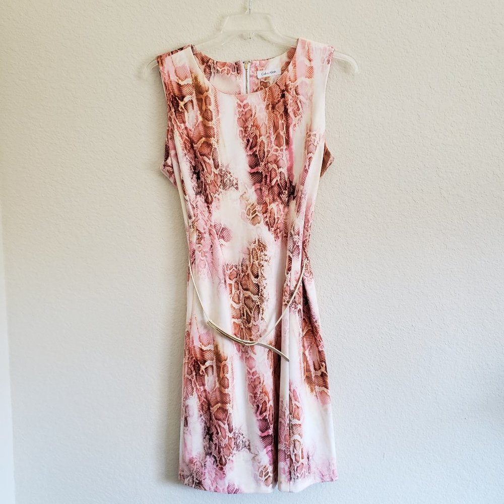 Calvin Klein Size 10 Snake Skin Patterned Dress
